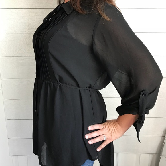 Torrid sheer button down tunic top - Picture 2 of 6